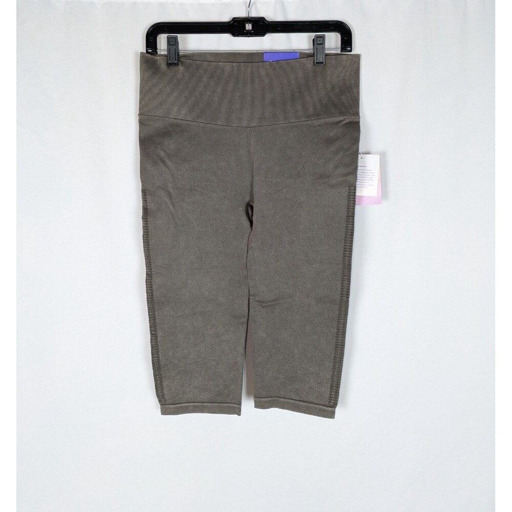 Joy Lab Leggings Gray High Rise Ribbed Knit Capris Stretch Workout Athletic
